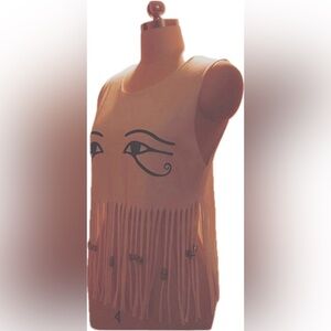 Eye of Horus beaded fringe tank top. Small.